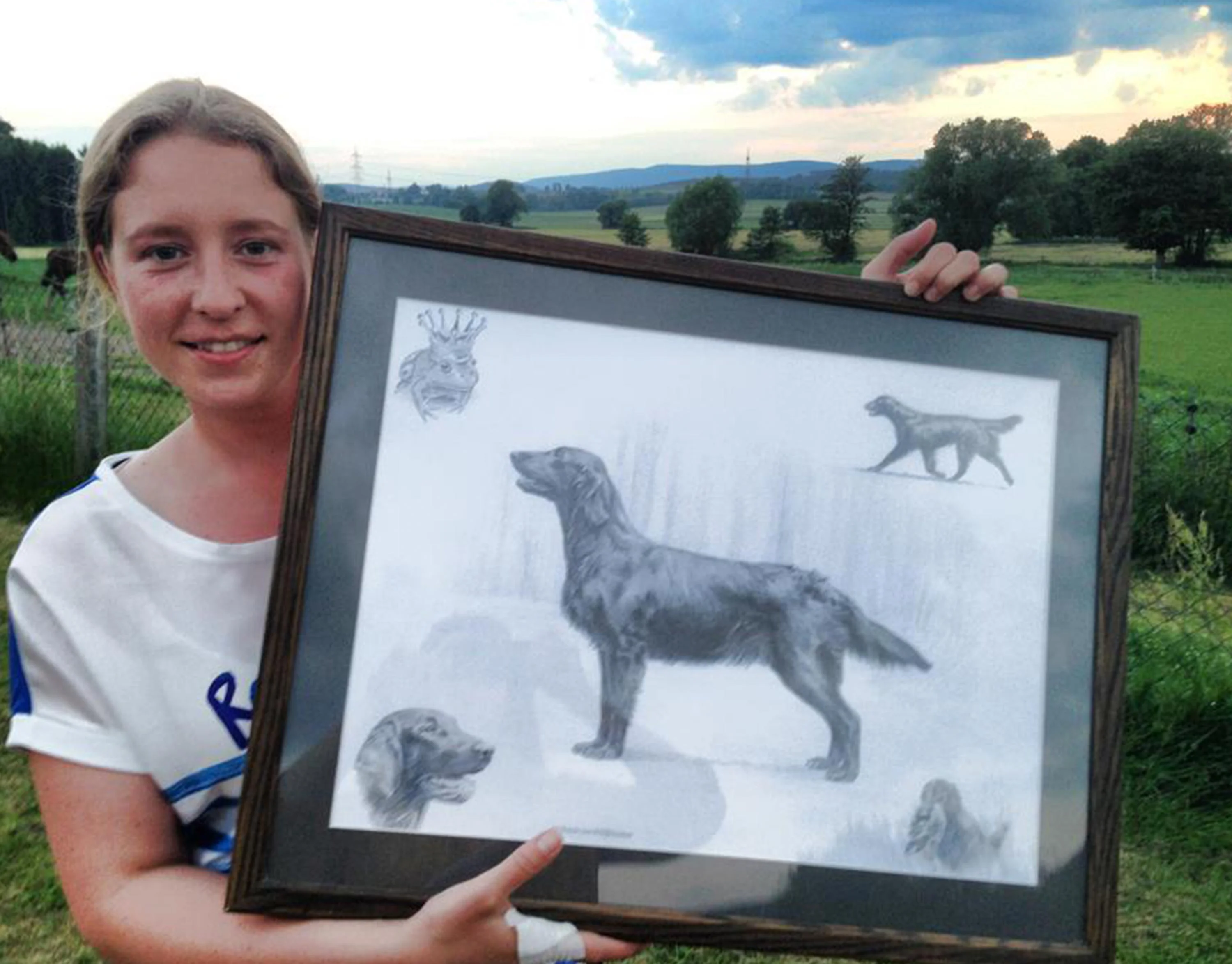 Flat Coated Retriever Pet Portraits Happy Client